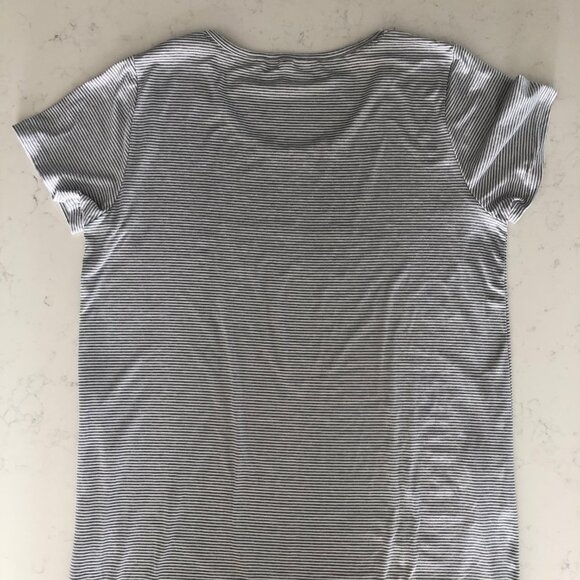 Rae Dunn SNOOZE Short Slv Scoop Neck Stripped Nightshirt Lt Heather Gray Sz M - Picture 5 of 10